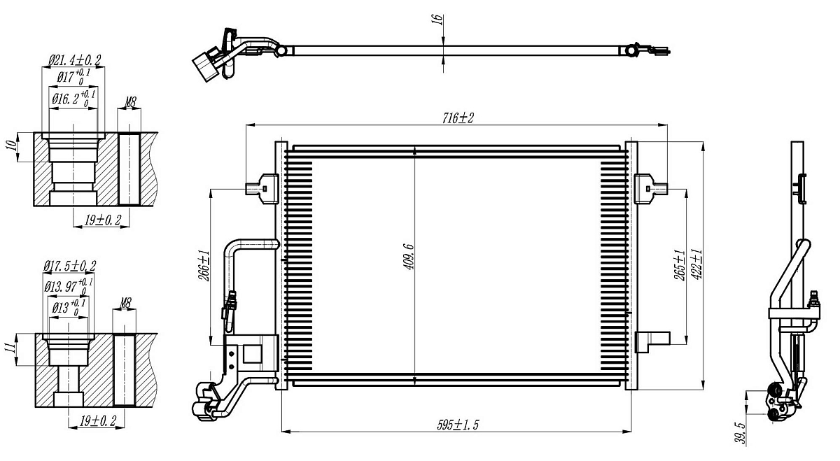 Радиатор кондиционера для автомобилей Passat B5 (00-)/Superb (01-)