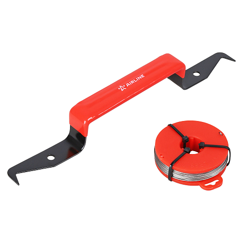 Инструмент для демонтажа стекол, набор 7пр. (нож, рукоять 2шт., струна, съем. клипс, съем. молдингов, шило)