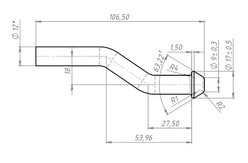 Кронштейн заднего дополнительного глушителя для автомобилей Лада 2170 Priora L=106,5мм