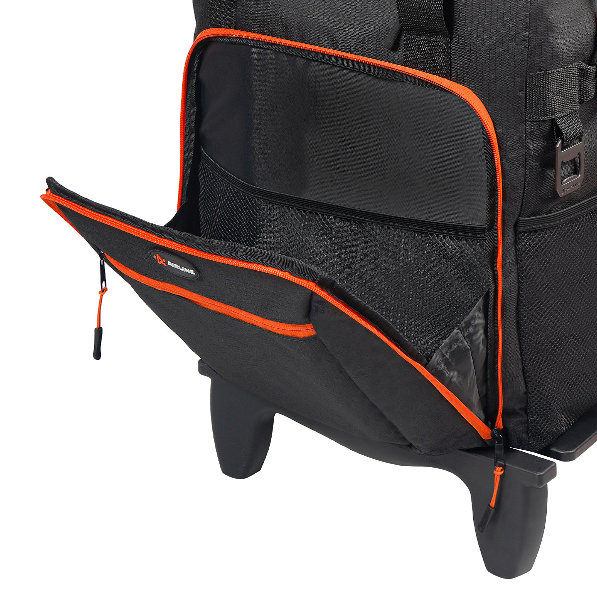 Сумка-холодильник (термосумка) на колесах с телескоп.ручкой 48 л, водонепр., черн./оранж.