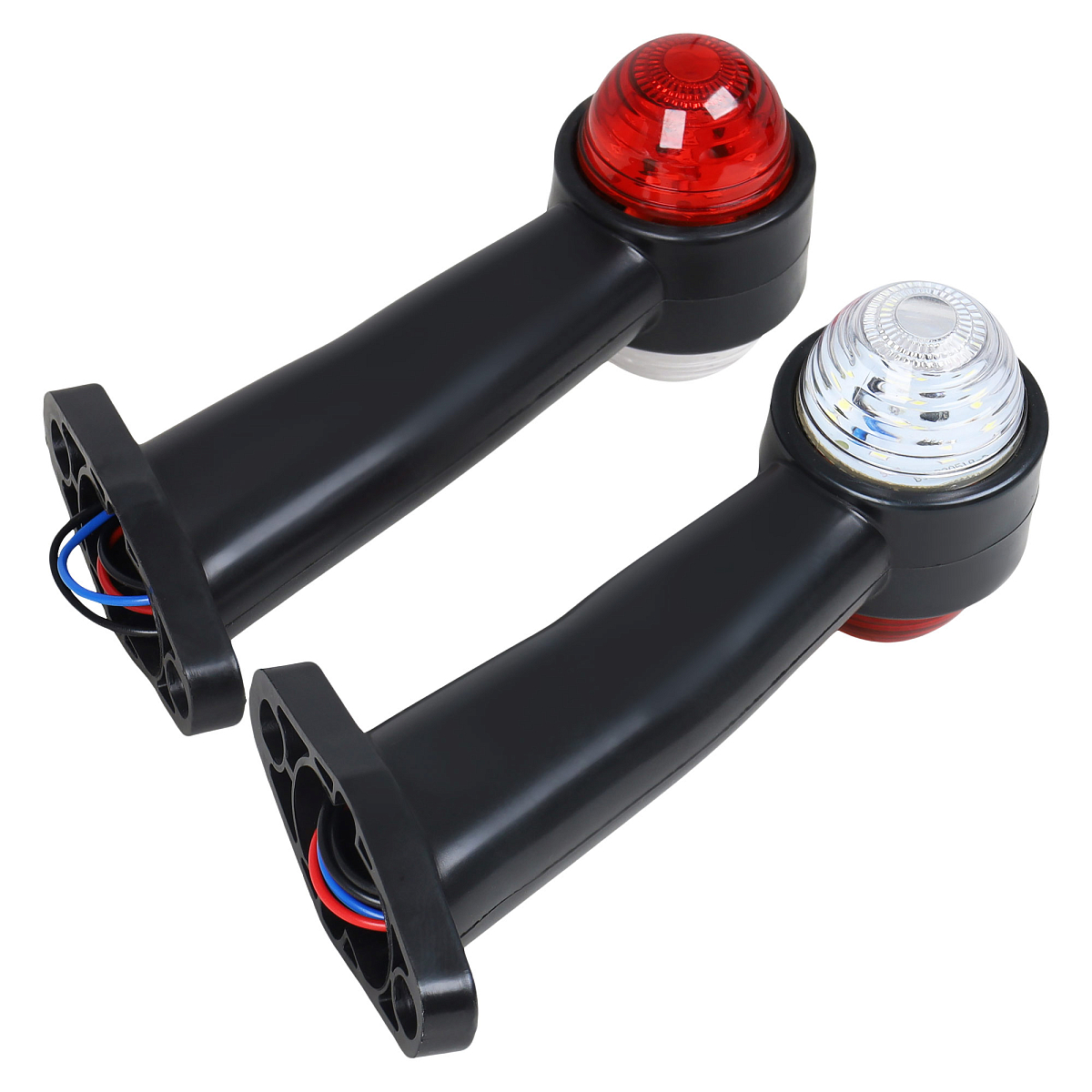 Фонарь габаритный светодиодный (огонь контурный), 12/24В, круглый, красный + белый, комплект 2 шт.