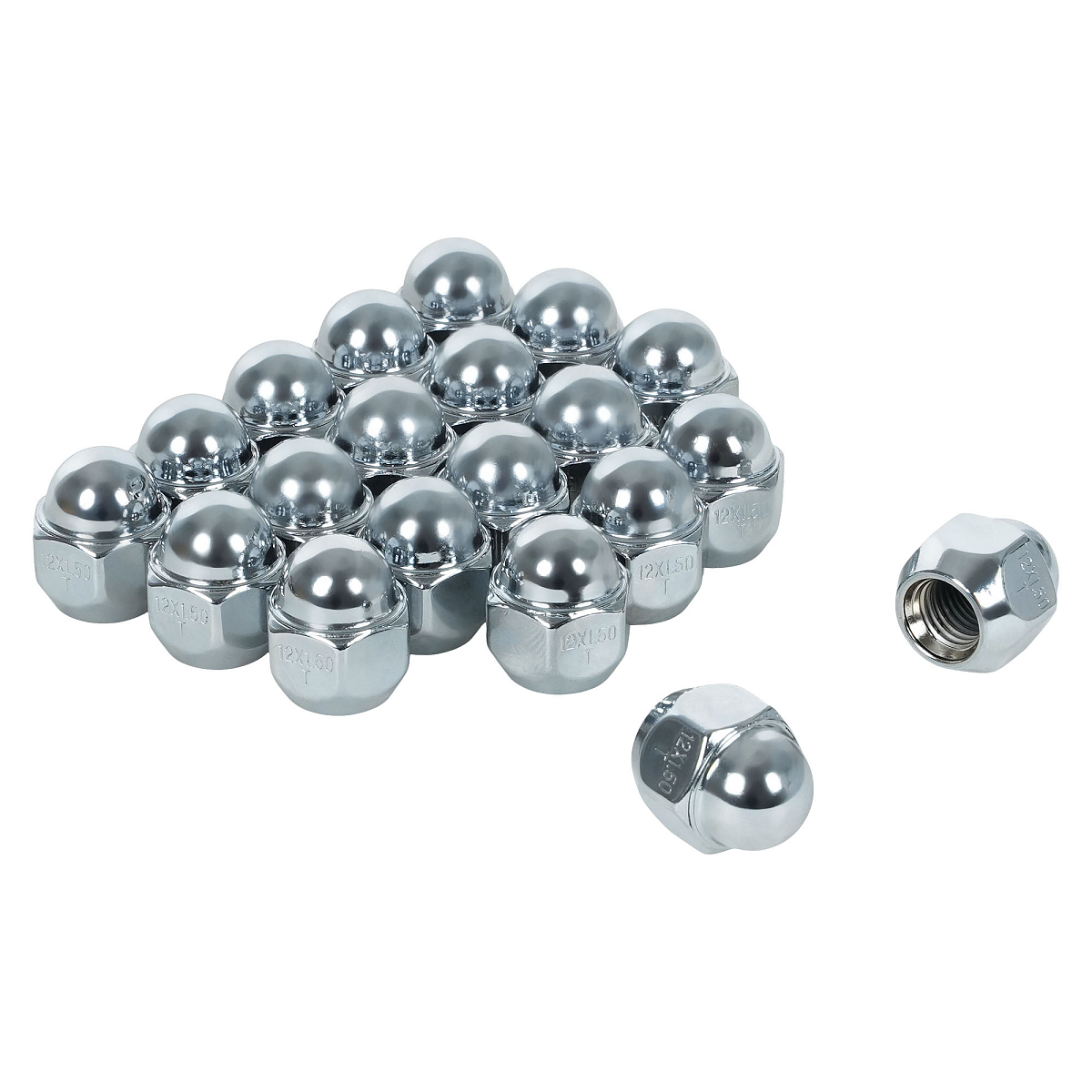 Гайка колесная M12x1,5x25, конус, ключ 21, закрытая, хром, 20 шт для а/м Mazda/Hyundai/KIA