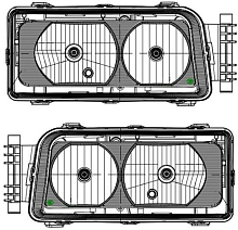 Фара для автомобилей Sitrak C7H/Howo T5G (головного света), с электрическим корректором, для автомобилей с металлическим бампером, комплект: левая и правая (2 штуки)