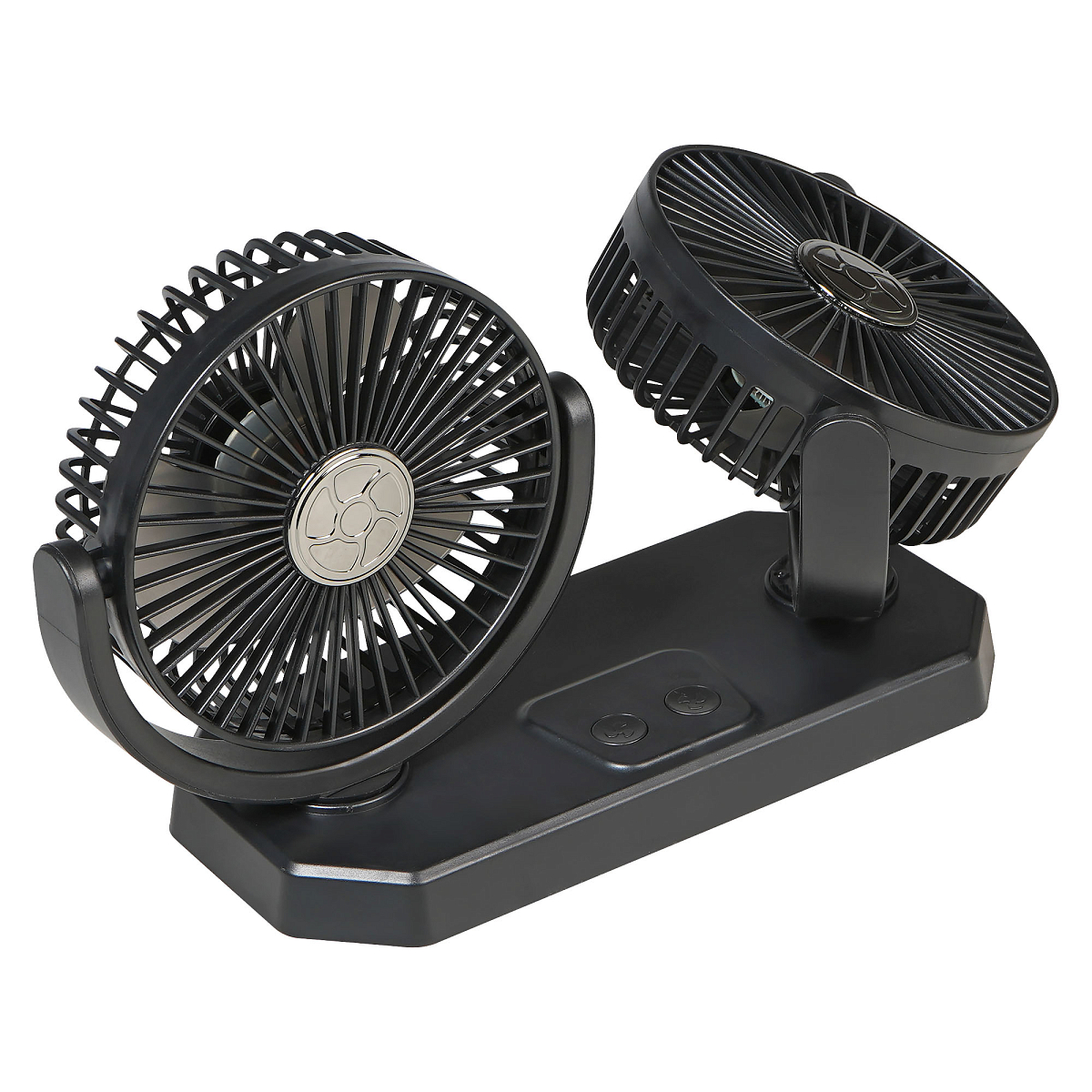 Вентилятор в салон двойной поворотный 360, 2x13см, 5В USB, раздельная регулировка, скотч