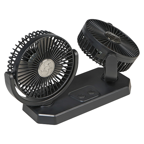 Вентилятор в салон двойной поворотный 360, 2x13см, 5В USB, раздельная регулировка, скотч