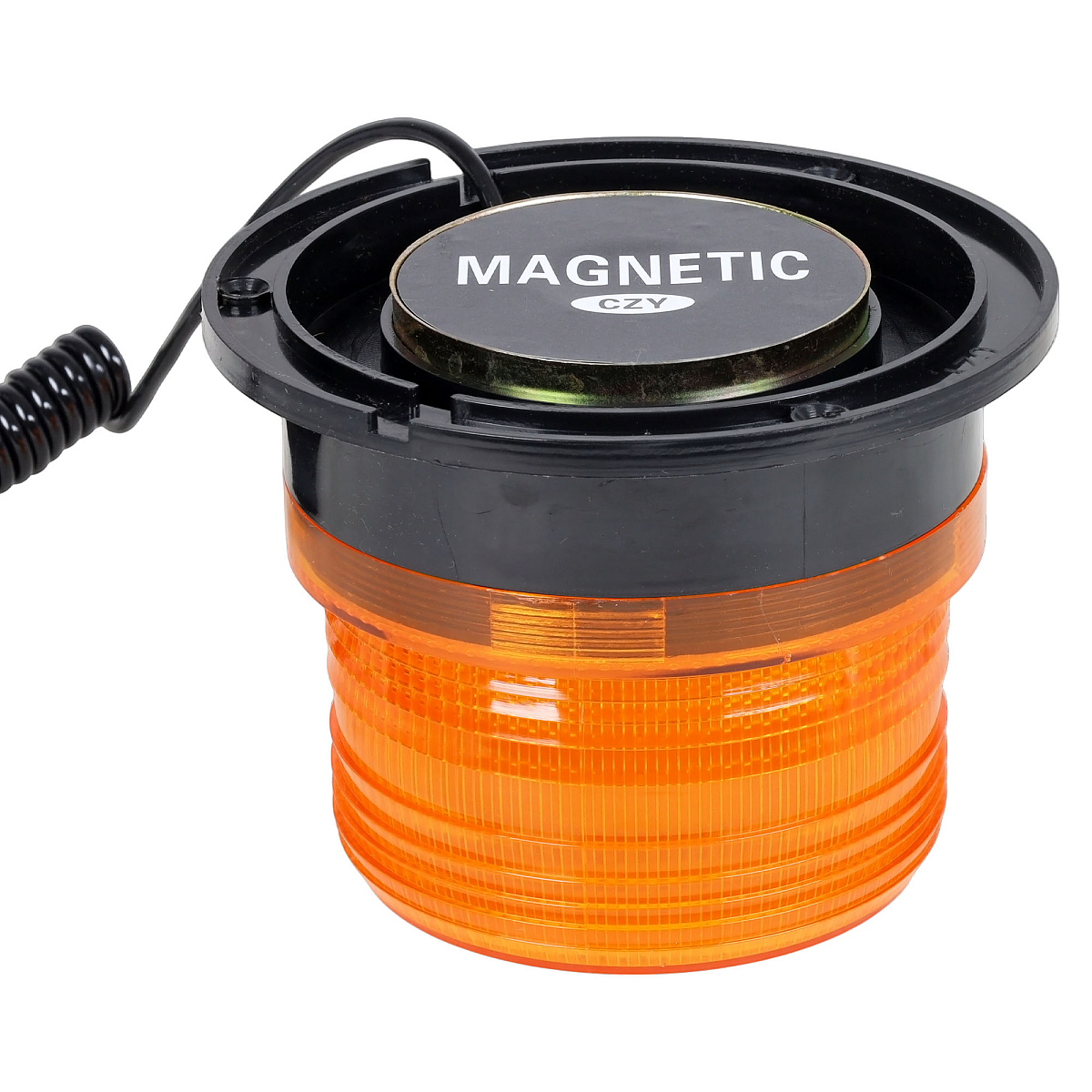 Маяк проблесковый светодиодный, 12Вт, 24LED, 12/24В, 1 режим, магнитное/болтовое крепление, штекер прикуривателя, D-130мм, H-95мм