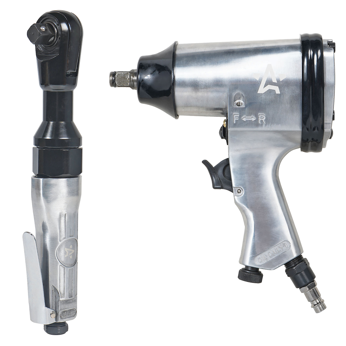 Гайковерт пневматический 1/2"DR 330Нм, трещотка 1/2"DR 61Нм, набор с головками 17 пр. кейс