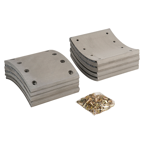 Накладка тормозной колодки для прицепов BPW/SAF (WVA 19283/19284) ремкомплект 4+4 шт. R0 с заклёпками