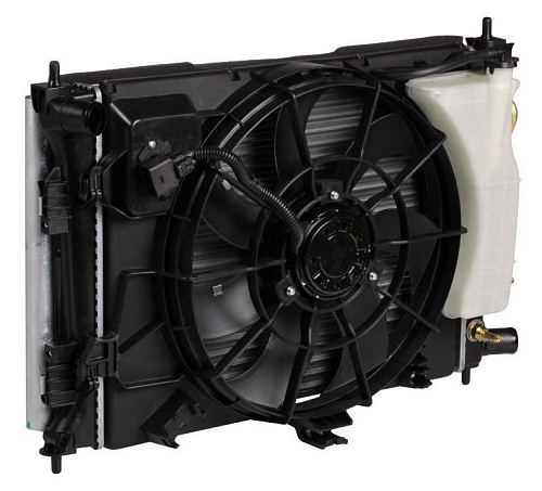 Блок охлаждения (радиатор+конденсор+вентилятор) для автомобилей Solaris (10-)/Rio (10-) 1.4i/1.6i 4AT