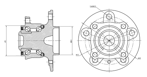 Ступица задняя в сборе с подшипником для автомобиля Mercedes A W169 (04-)
