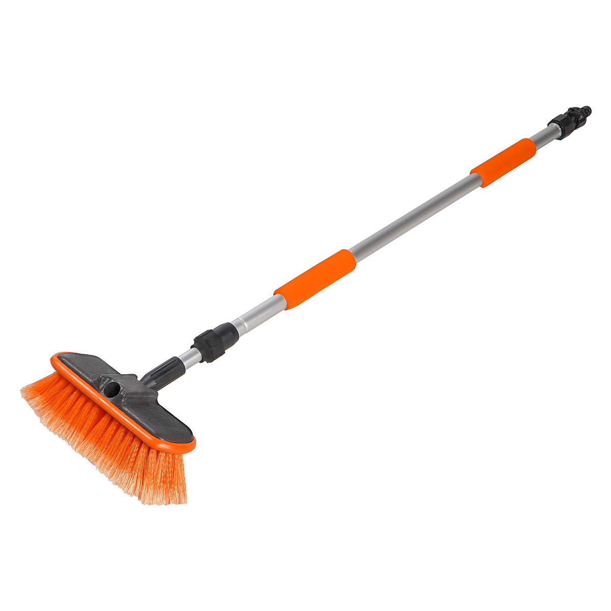 Швабра с насадкой для шланга, щеткой 20см и телескопической ручкой 100-150см