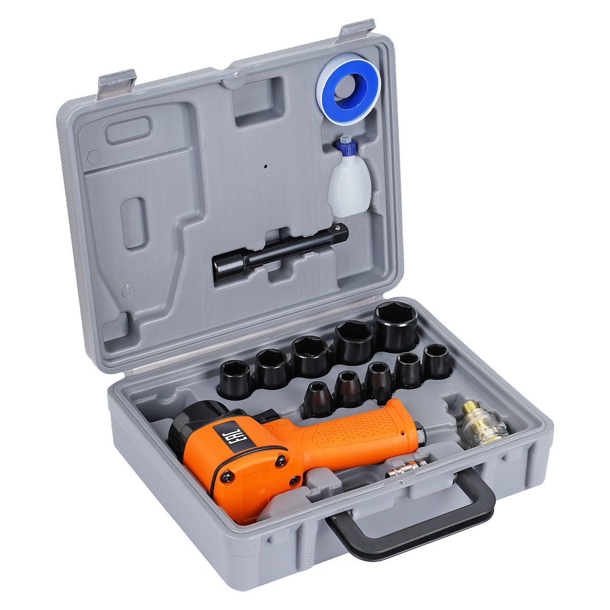 Гайковерт пневматический ударный композитный 1/2"DR 610Нм PRO с головками 17пр. (9-27мм), кейс МП-серия