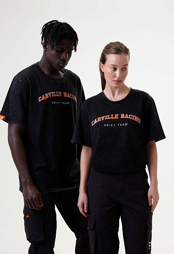 Брюки карго чёрные с принтом лого CR