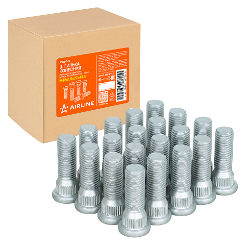 Шпилька колесная M12x1,5x27x42,5, d посадки 14,4, дакромет для а/м Toyota/Mitsubishi