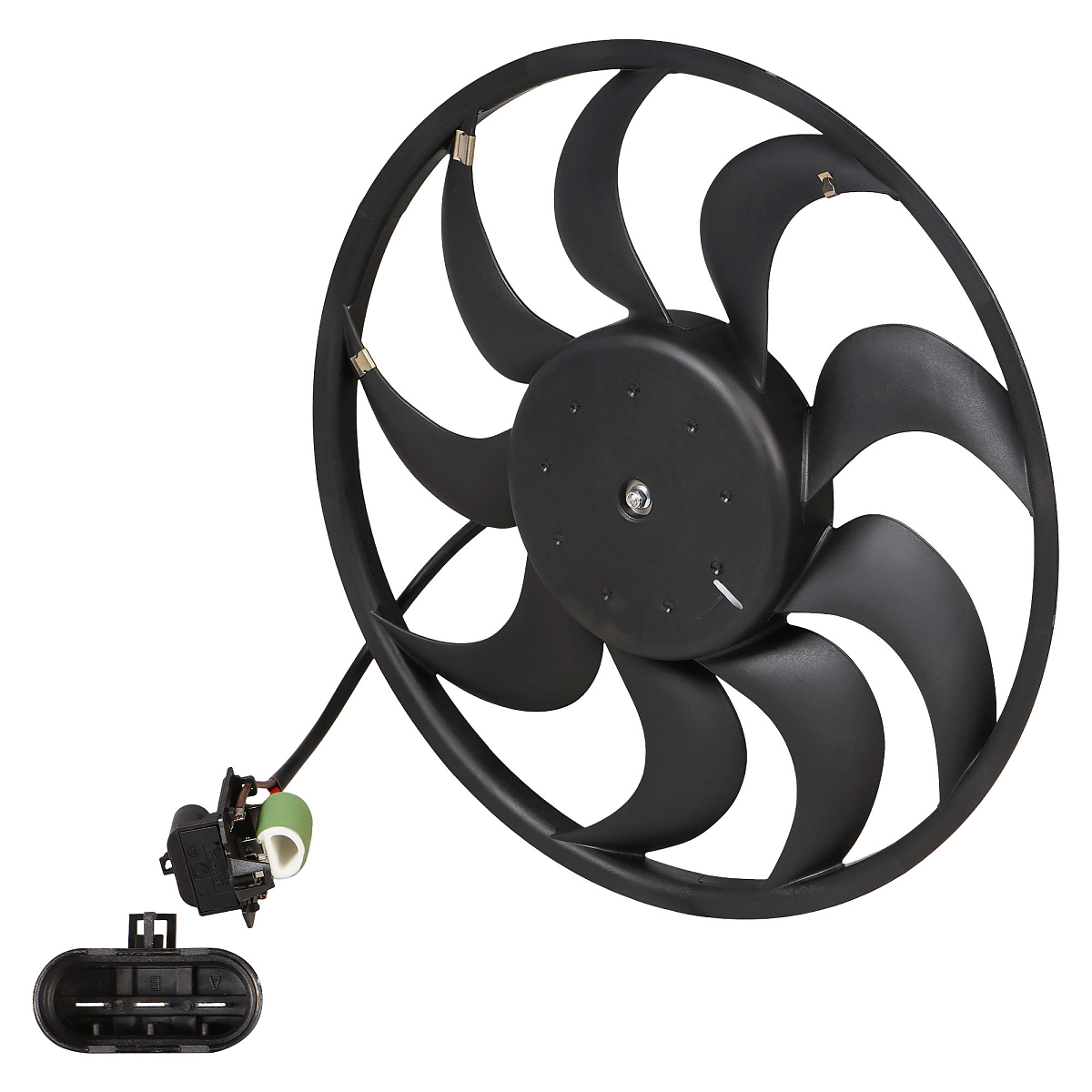 Электровентилятор охлаждения для автомобилей Chevrolet Aveo T300 (11-)/Opel Mokka (13-) (без кожуха; с резистором)