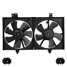 Электровентилятор охлаждения для автомобилей Nissan Almera Classic (B10) (05-) 1.6i (2 вент.) (с кожухом)
