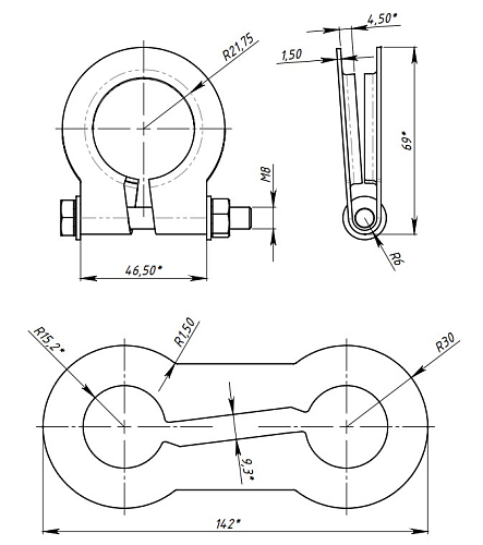 Хомут глушителя кольцевой 45мм.