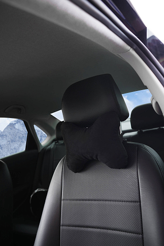 Подушка-косточка на подгол."Алькантара", ткань, 1 шт., черная