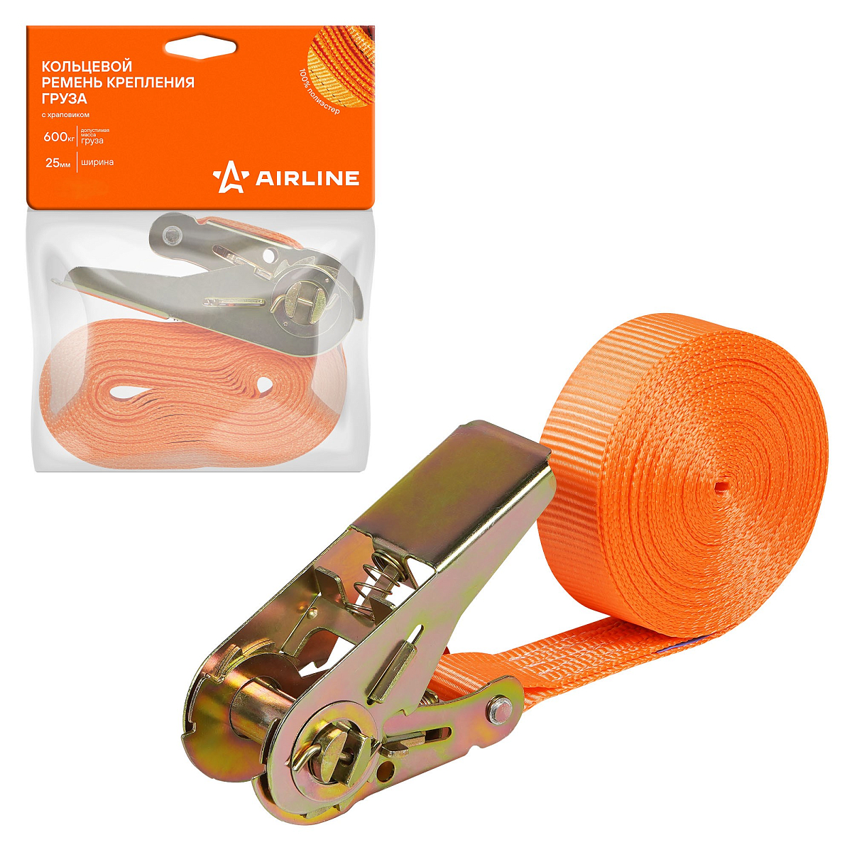 Ремень крепления груза с храповиком, кольцевой 0,8 т (1,6 т), 6 м МП-серия