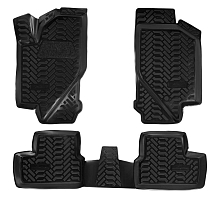 Ковры для Лада Kalina (04-), 4 шт., выс. борт, 3D с подпятником, ТЭП, черн.