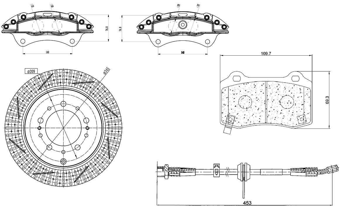 Комплект тормозов для автомобилей Toyota Land Cruiser 200 (15-) задний (R18) (суппорт+диск+колодка+шланг)