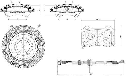Комплект тормозов для автомобилей Toyota Land Cruiser 200 (15-) задний (R18) (суппорт+диск+колодка+шланг)