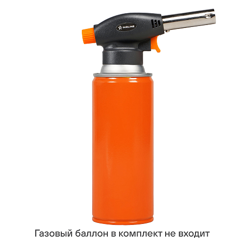 Горелка газовая на цанговый баллон, пьезоподжиг, ЭКО,170x50x65мм,черн/оранж.