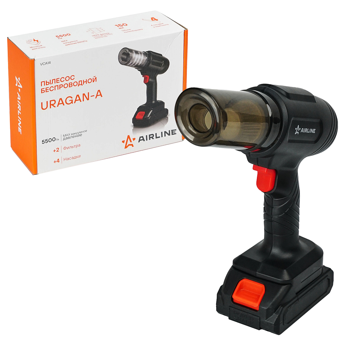 Пылесос аккумуляторный (беспроводной) URAGAN-A 5500PA в сумке (80W, 0.15л, 1300 mAh, воздуходувка)