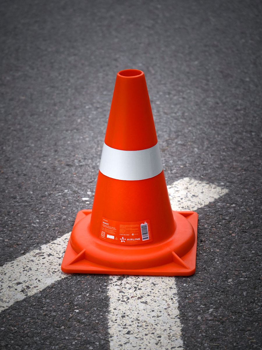 Конус дорожный 320мм, 1 световозвр.полоса, мягкий, оранжевый, МП-серия