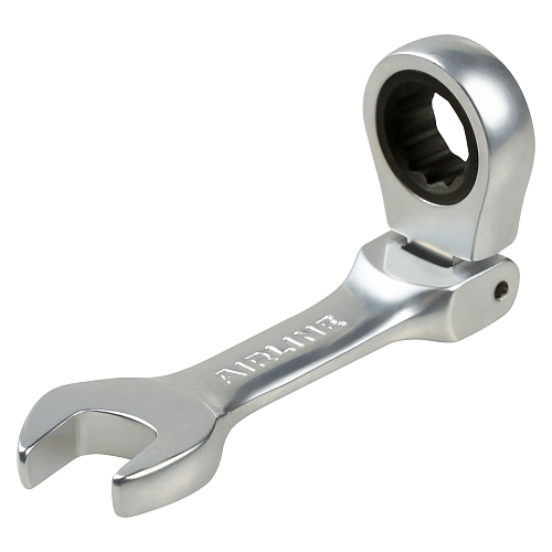 Ключ комбинированный трещоточный шарнирный короткий 12мм PRO, пласт.подвес