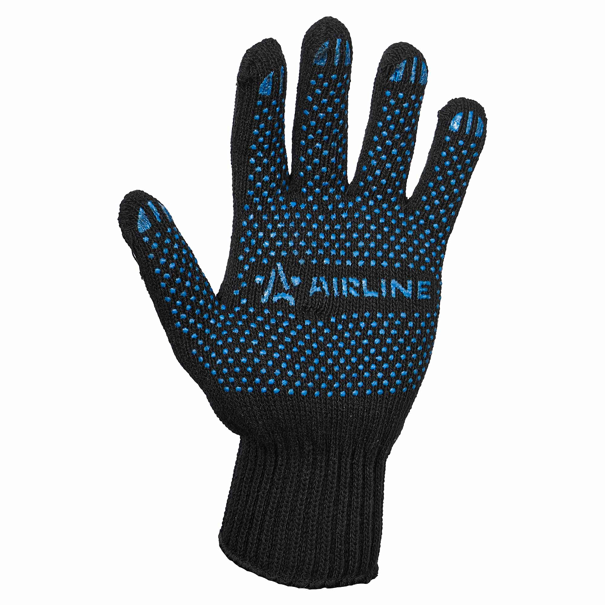 Перчатки трикотажные ПШ с ПВХ покр., утепленные, черные, (5 пар) 7 класс/72г.,мод. 701