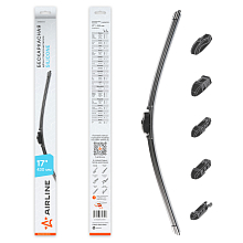 Щетка стеклоочистителя бескаркасная SILICONE 430мм (17") 5 адаптеров