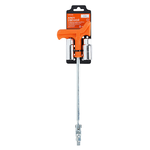 Ключ свечной Т-образный карданный 350мм головки 16,21мм пласт.рукоятка, резиновый фиксатор