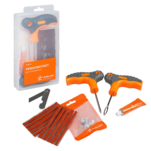 Набор для ремонта шин (прорезин.ручки, клей, шило2шт, жгуты5шт, нож, золотн.4шт, колпач.4шт)
