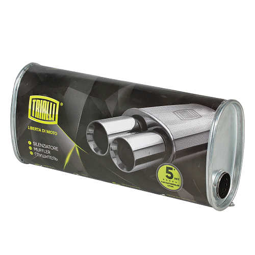 Глушитель универсальный (овальный) 131х221, L=485, d=50, смещение 62 мм (алюминизированная сталь)