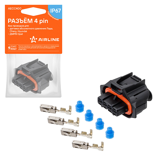 Разъём 4 pin без проводов для датчика абсолют. давления Лада, Chery, Hyundai; для ДМРВ Opel