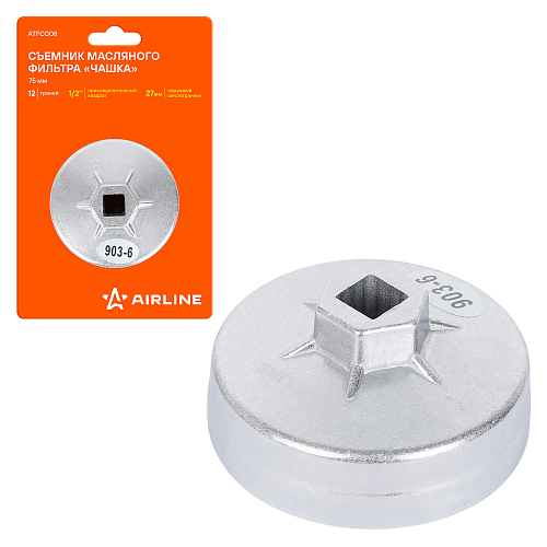 Съемник масляного фильтра "Чашка" 75мм, 12 граней