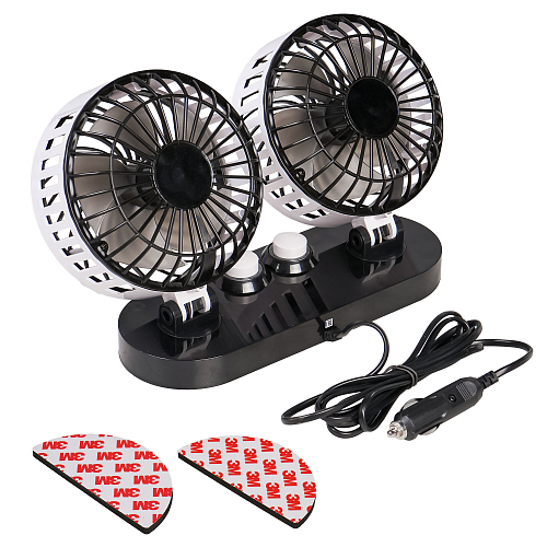 Вентилятор в салон двойной 2x15см 12В, раздельная регулировка, скотч