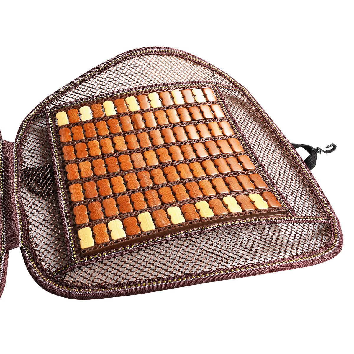 Накидка деревянная на перед. сиденье с поддержкой спины, массажная, цвет желт./коричн.