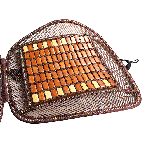 Накидка деревянная на перед. сиденье с поддержкой спины, массажная, цвет желт./коричн.