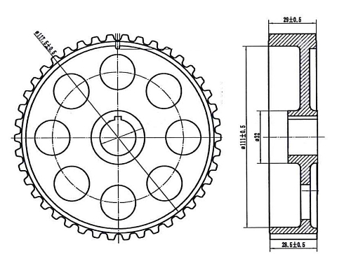 Шкив ГРМ для автомобилей Лада 2112 (дв. 21124) распредвала (выпускной б/кольца)