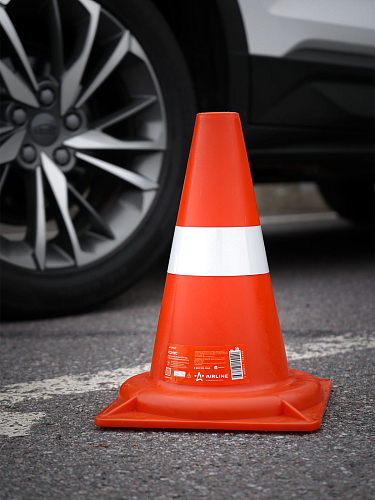 Конус дорожный 320мм, 1 световозвр.полоса, мягкий, оранжевый