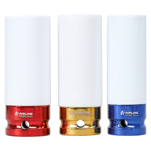 Набор головок ударных для колёсных дисков 1/2"DR L=78мм шестигранных удлинённых 3пр. (17,19,21мм) МП-серия