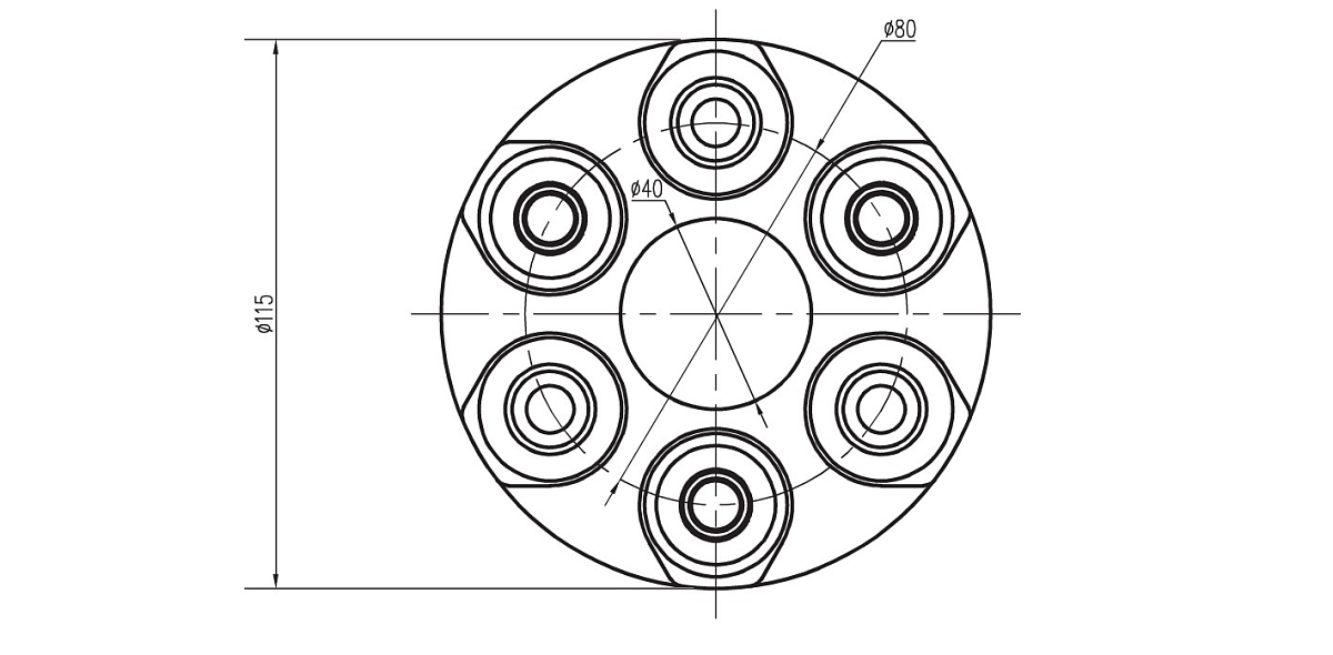 Муфта карданного вала для автомобилей Mercedes-Benz E-Class W124 (84-) (жесткое исполнение) (передняя) (комплект с болтами)