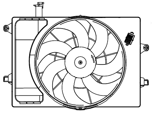Электровентилятор охлаждения для автомобилей Hyundai Creta (21-) 1.6i/2.0i (с кожухом и резистором)