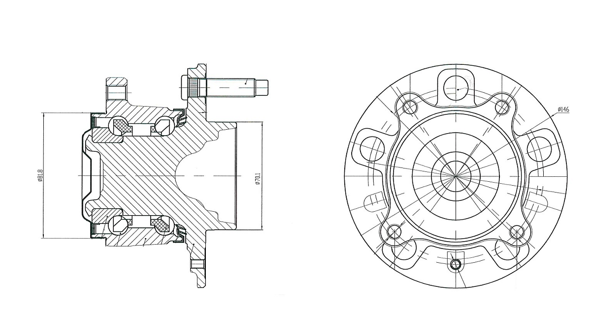 Ступица задняя в сборе с подшипником для автомобиля Chevrolet Cruze (09-)/Opel Astra J (10-) R-16 ABS