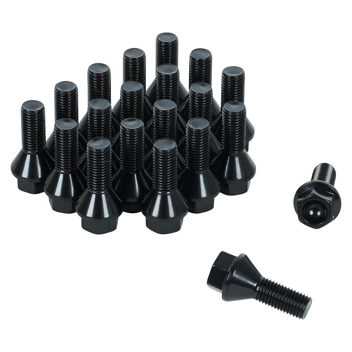 Болт колесный M12x1,5x25x45, конус, ключ 17, чёрный электрофорез, 20 шт для а/м BMW