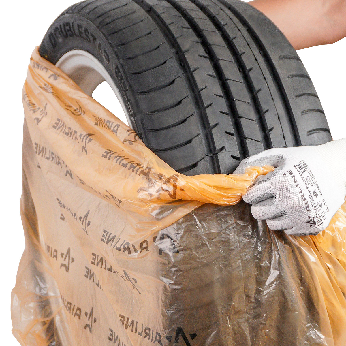 Пакеты для колес R12-22, 4 шт в пакете, 115х115 см, 18 мкм, оранж.