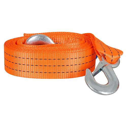 Трос VIP буксировочный усиленный (лента) 3 т, 5 м, 2 крюка, с мешком