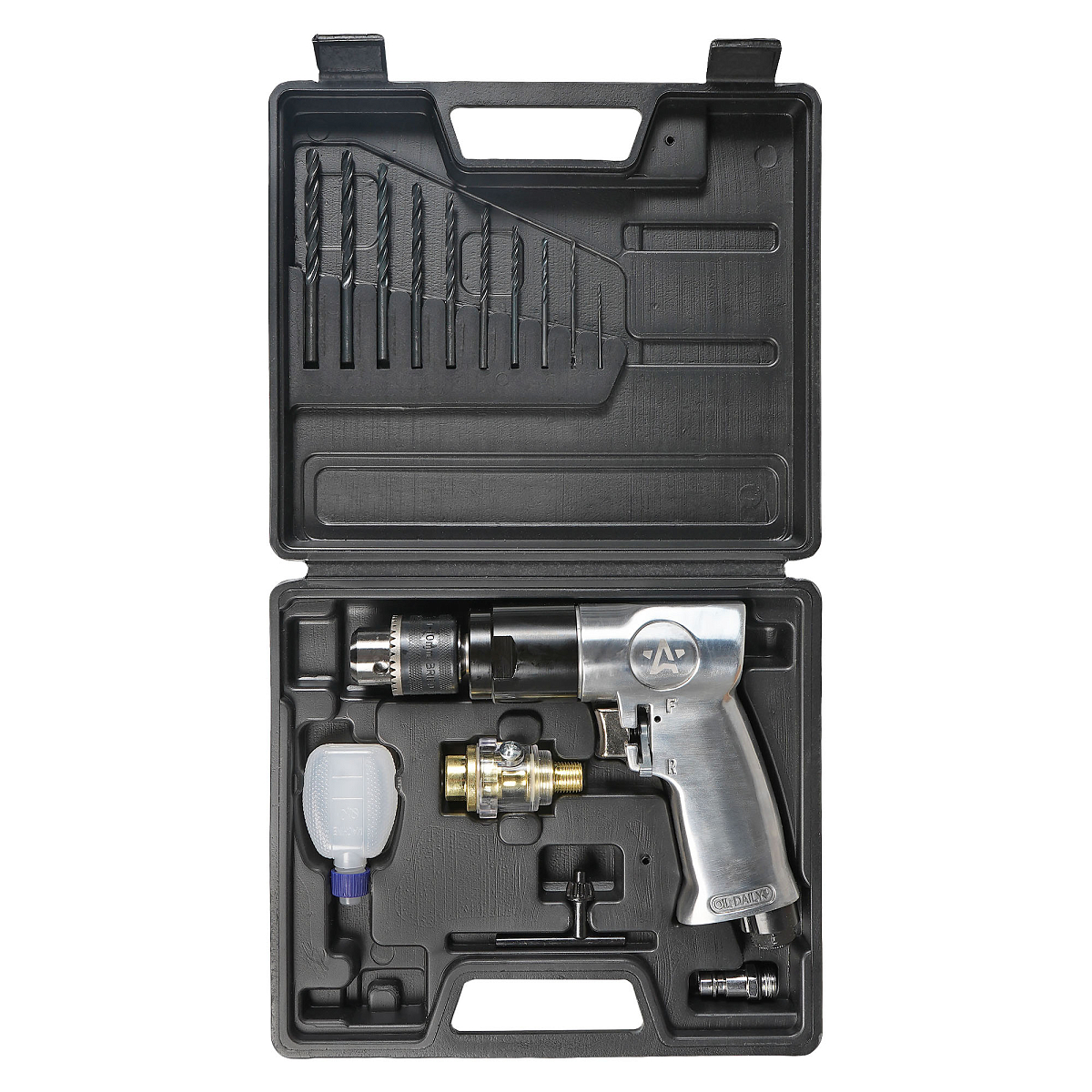 Дрель пневматическая ДП1, 1800 об/мин с реверсом, с оснасткой 16 пр., кейс